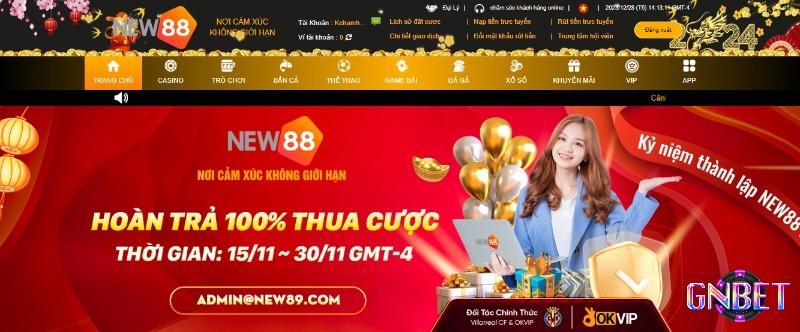 Website nhà cái New88 sở hũu giao diện sinh động 