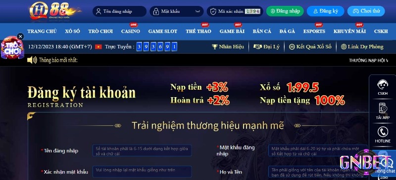 Giao diện QH88 được thiết kế theo phong cách phương Tây với sự tinh tế sang trọng