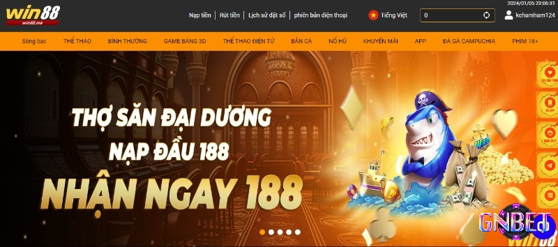 Giao diện của Win88 cực kỳ hiện đại