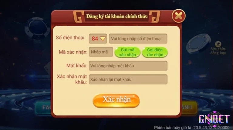 Đăng ký tài khoản web game bằng số điện thoại