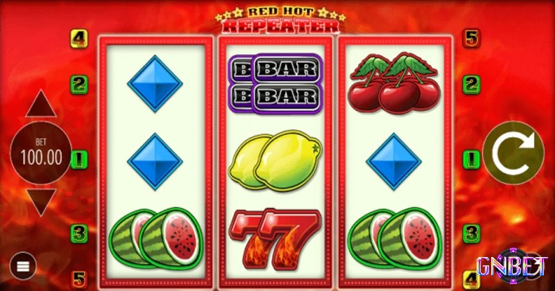 Slot game Red Hot Repeater lấy chủ đề cổ điển với màu đỏ rực rỡ