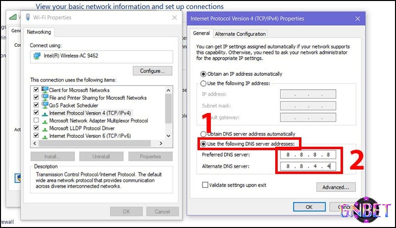 Google Public DNS: 8.8.8.8